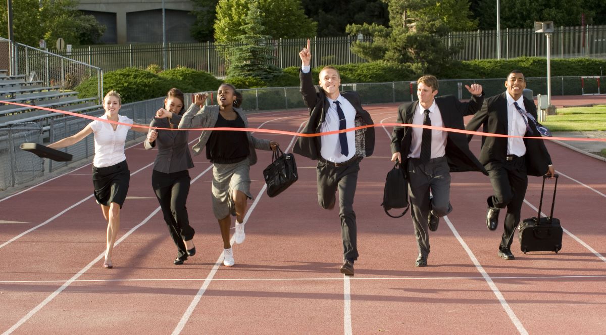 business people running