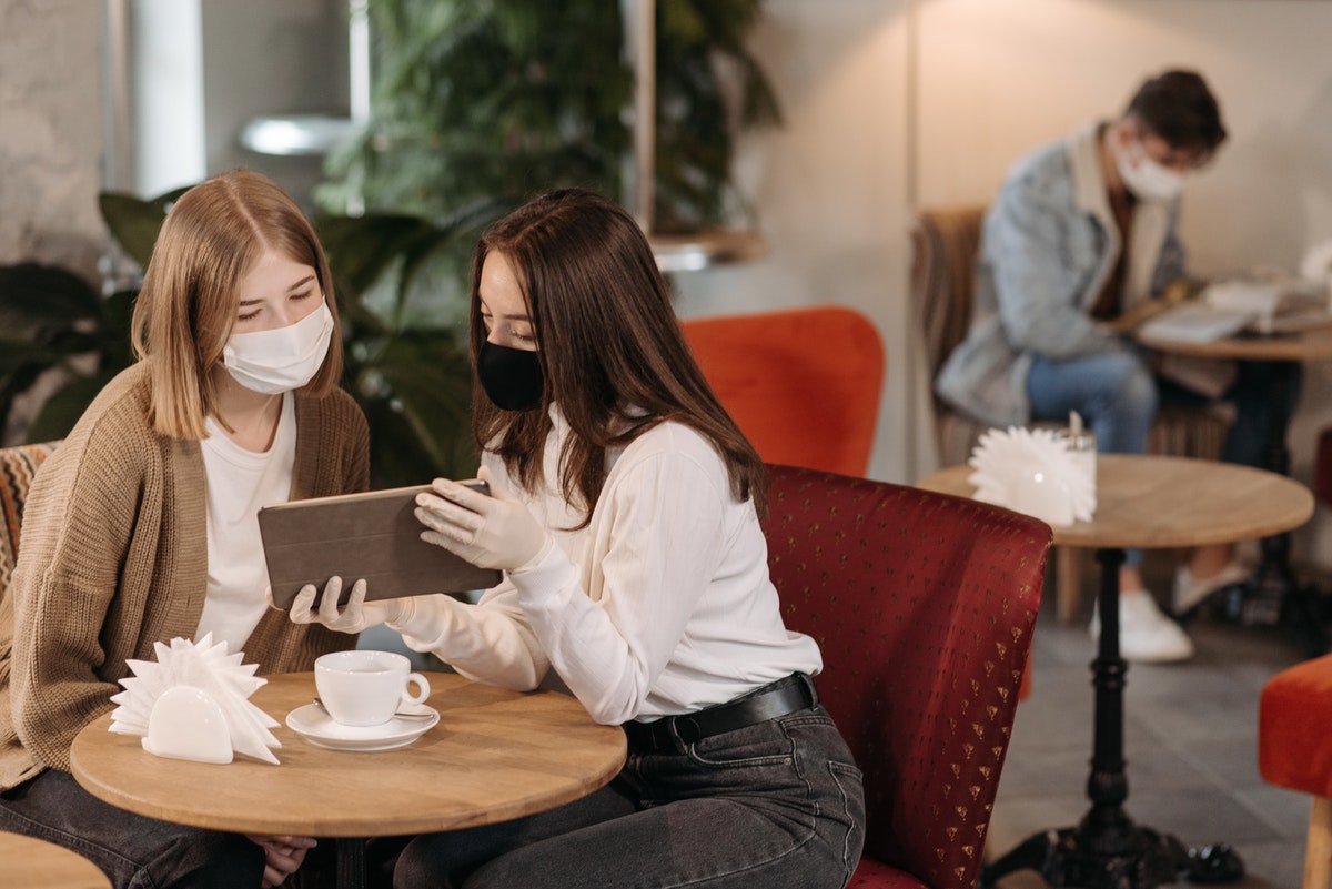 in a cafe during pandemic